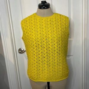 Vintage Italian Wool Crochet Sleeveless Sweater M